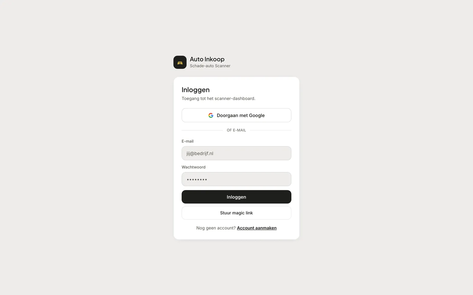 Auto Inkoop AI açılış ekranı