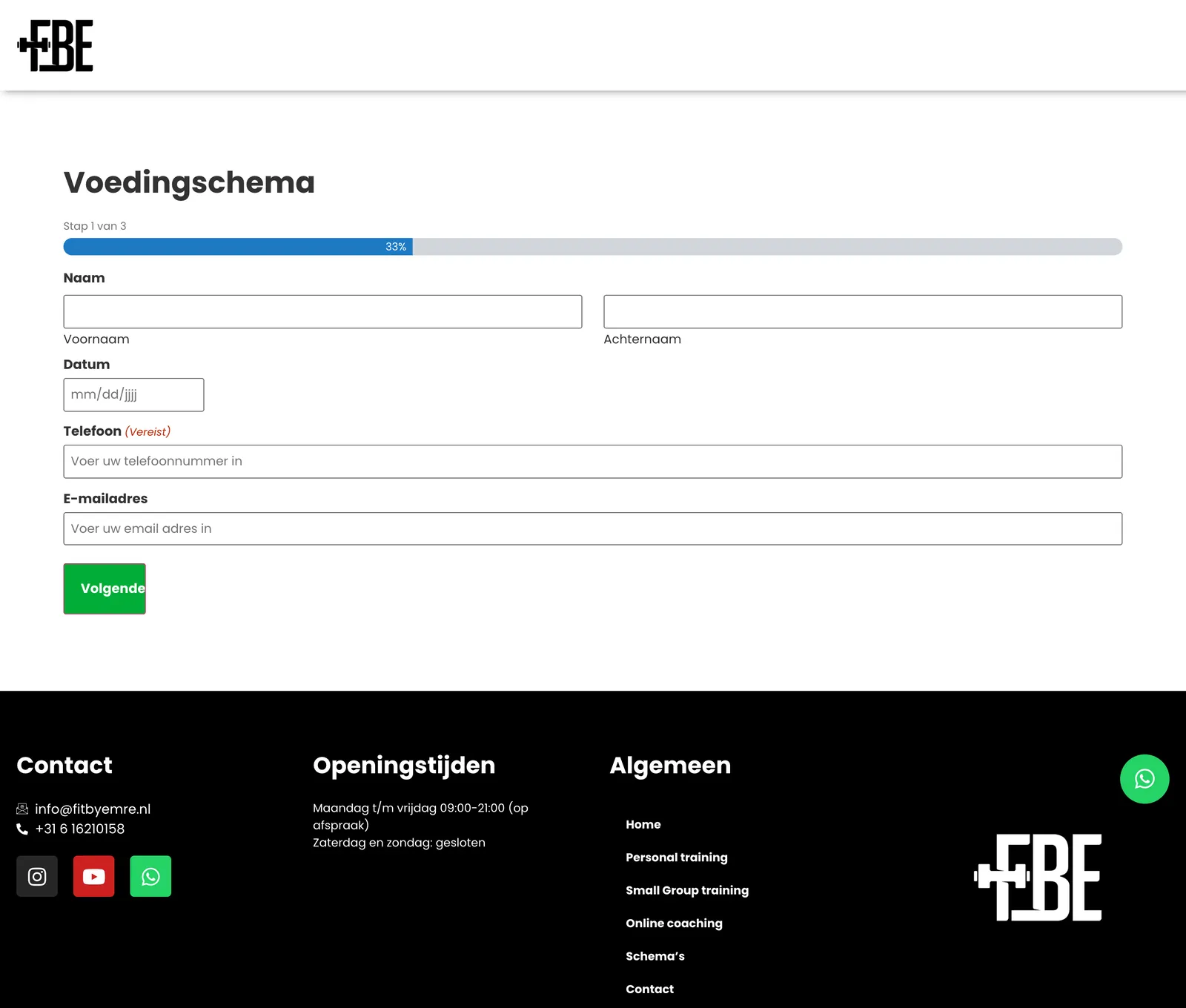 Fitbyemre beslenme programı sayfası