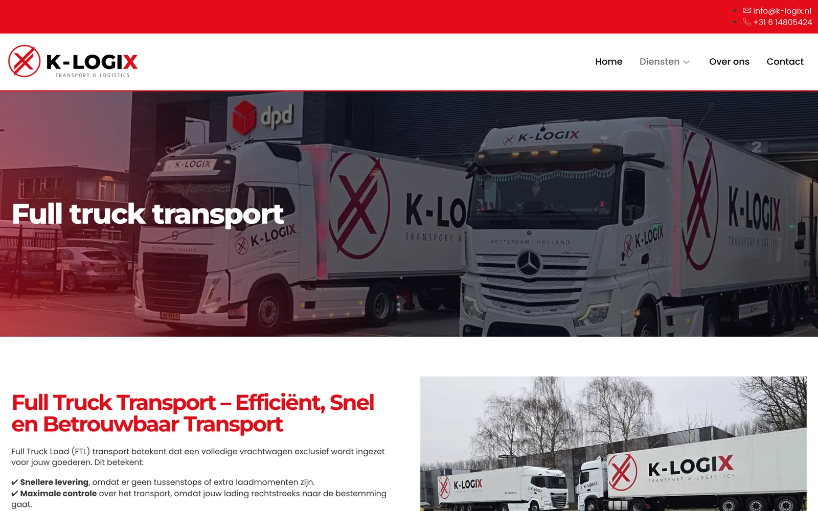 K-Logix tam yük taşımacılığı sayfası