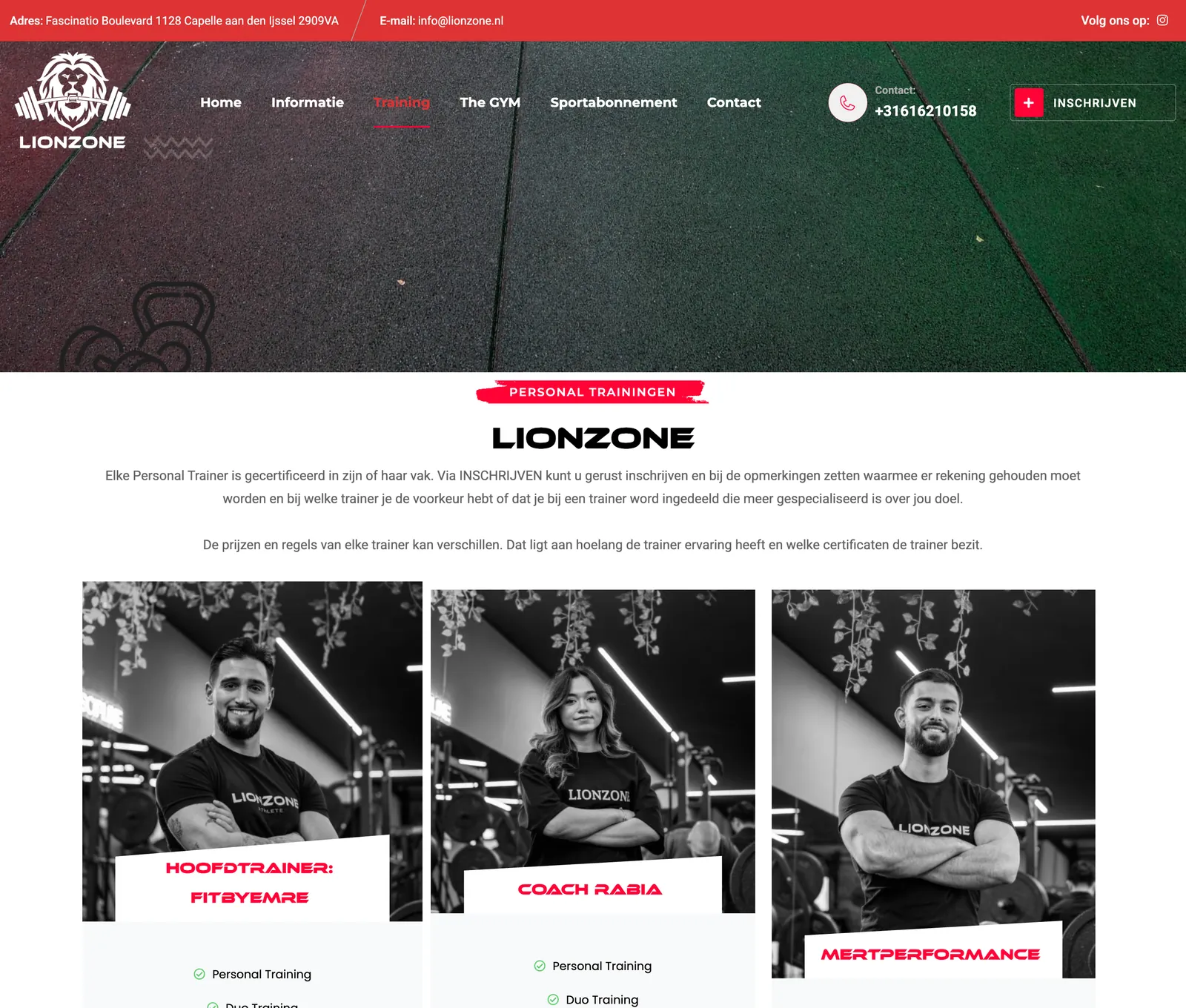 Lionzone kişisel antrenman sayfası