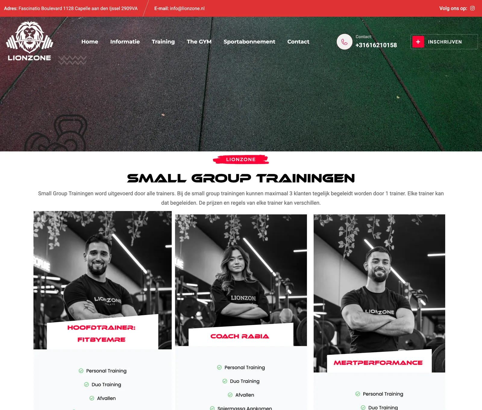 Lionzone küçük grup antrenmanı sayfası