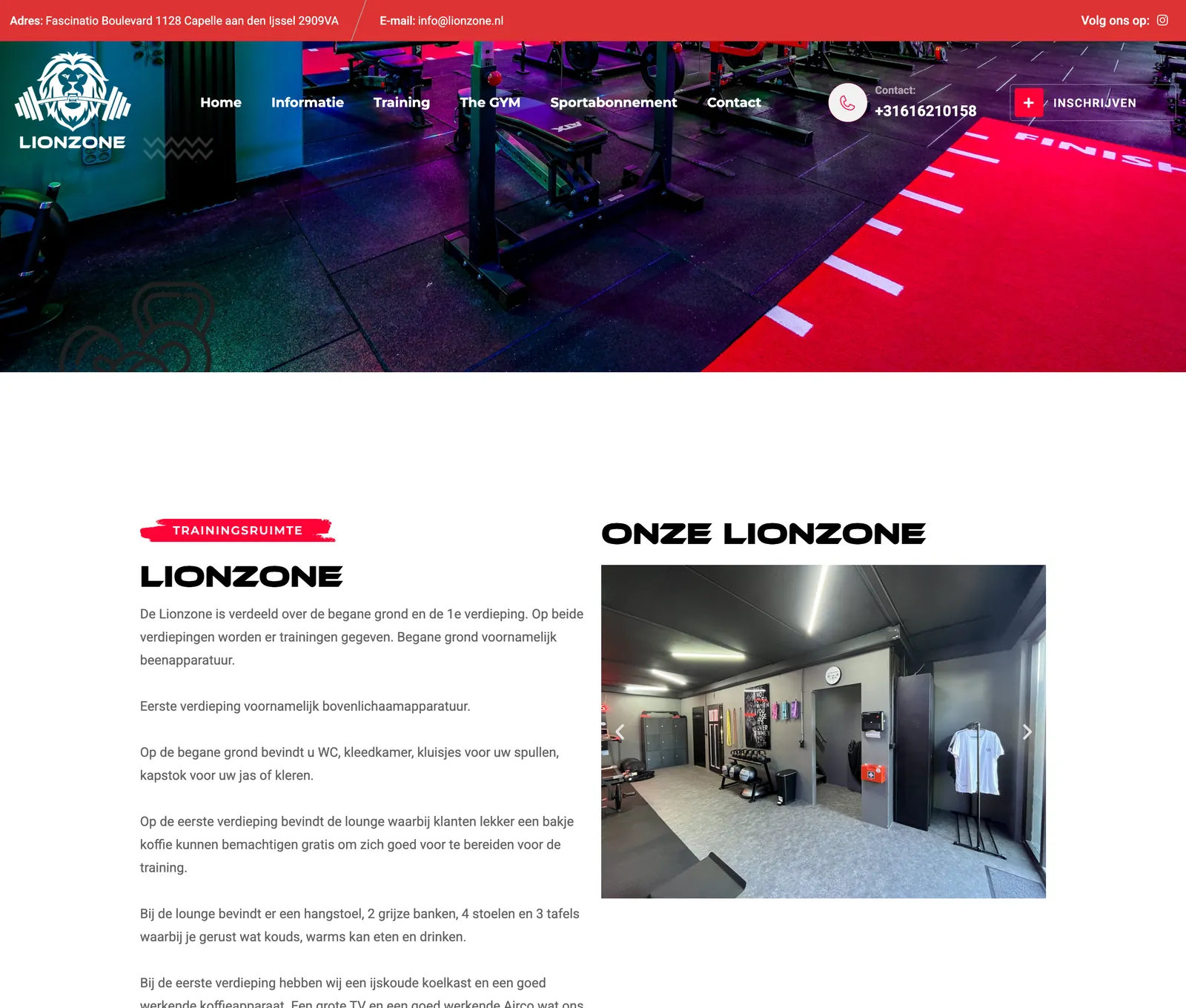 Lionzone antrenman alanı sayfası