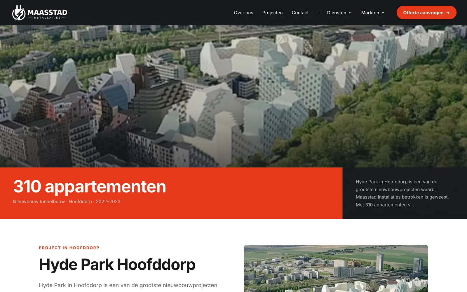 Maasstad Installaties Hyde Park proje sayfası