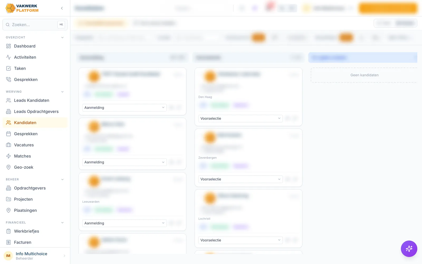 Vakwerkplatform adaylar ekranı