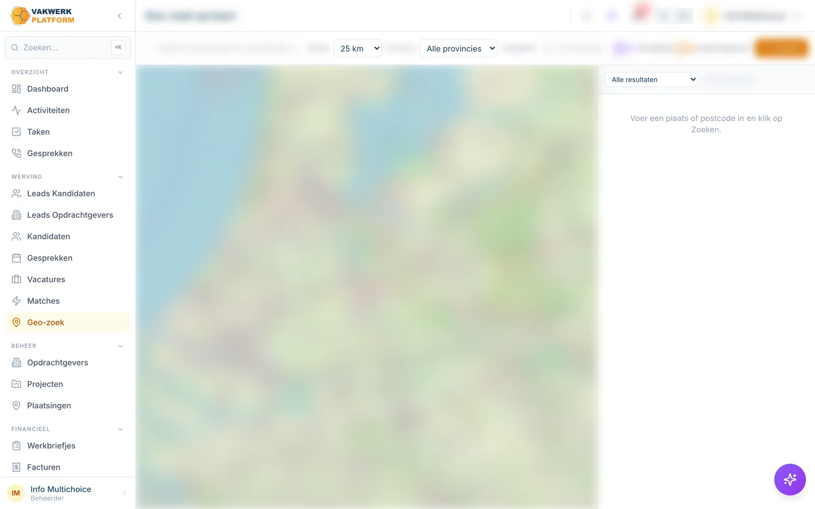 Vakwerkplatform harita üzerinde arama